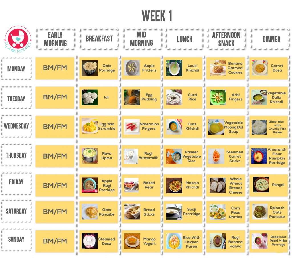 11 Months Baby Food Chart with Indian Recipes