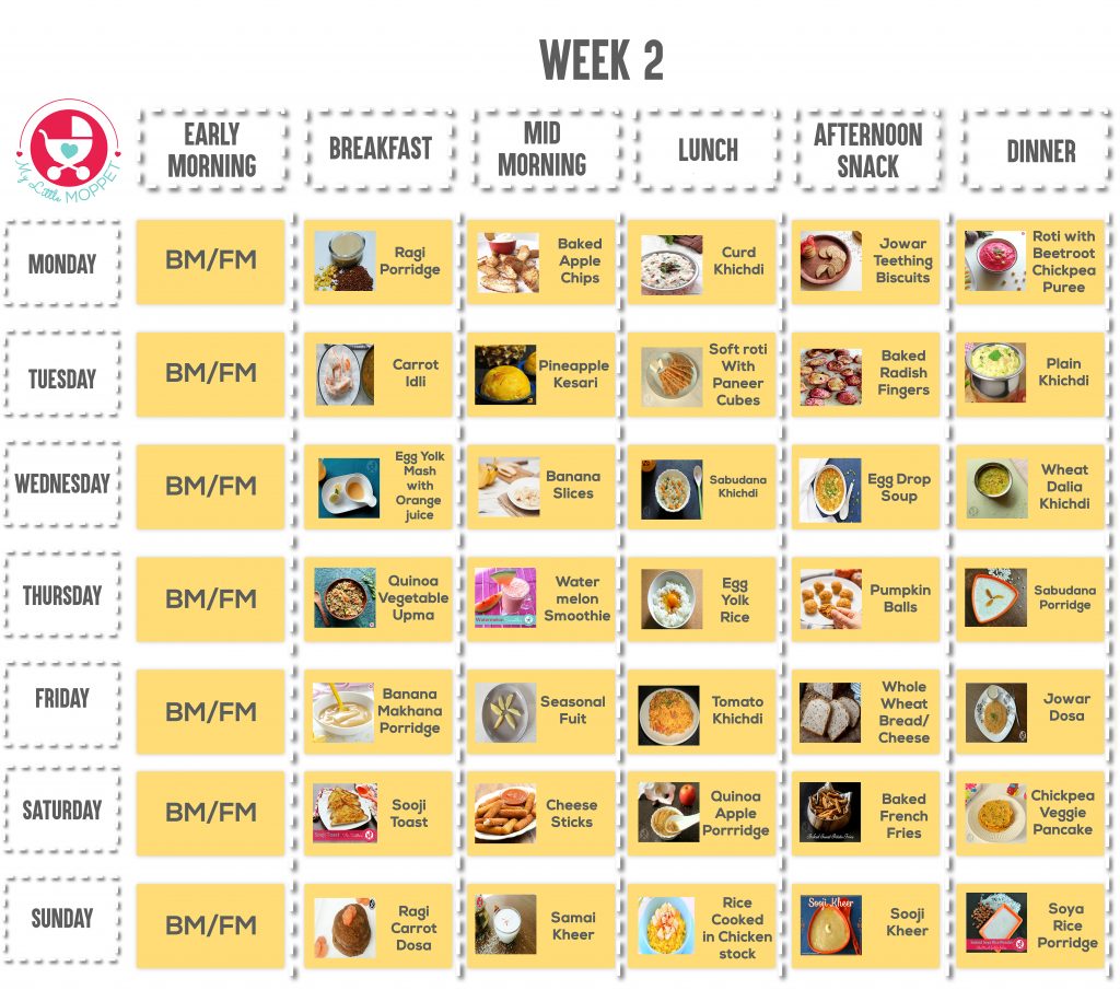 11 Months Baby Food Chart with Indian Recipes