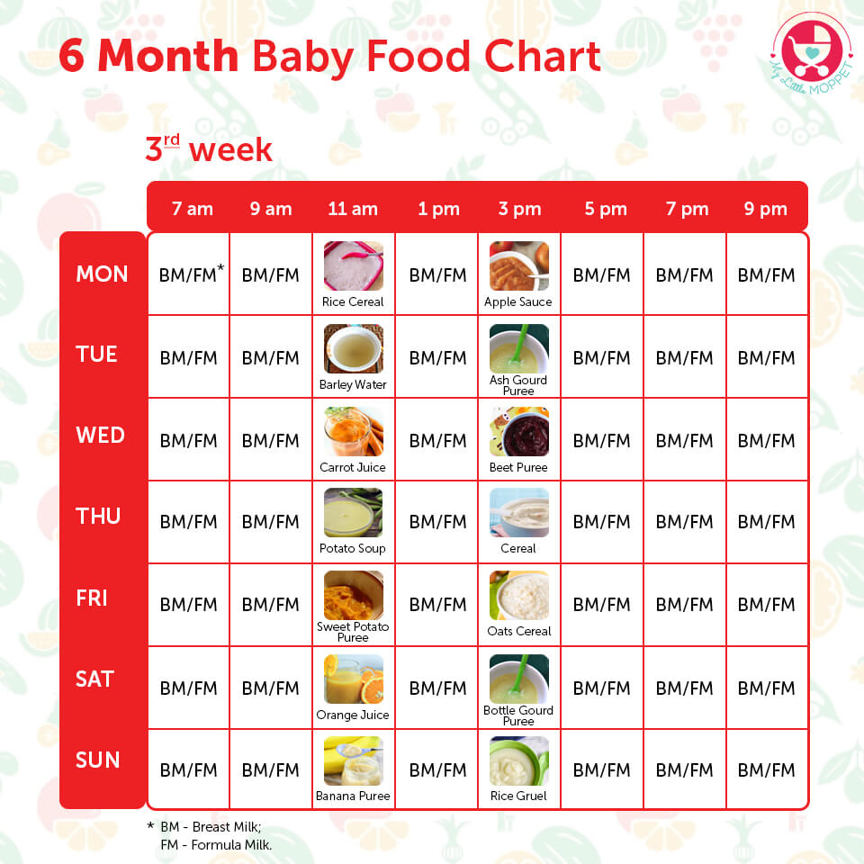 6 Months Baby Food Chart With Indian Recipes