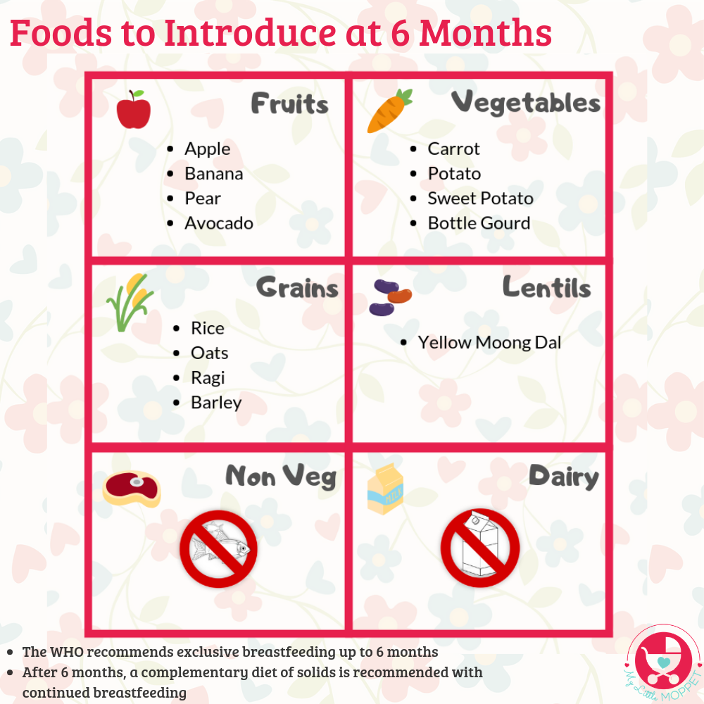 6 Months Baby Food Chart - with Indian 
