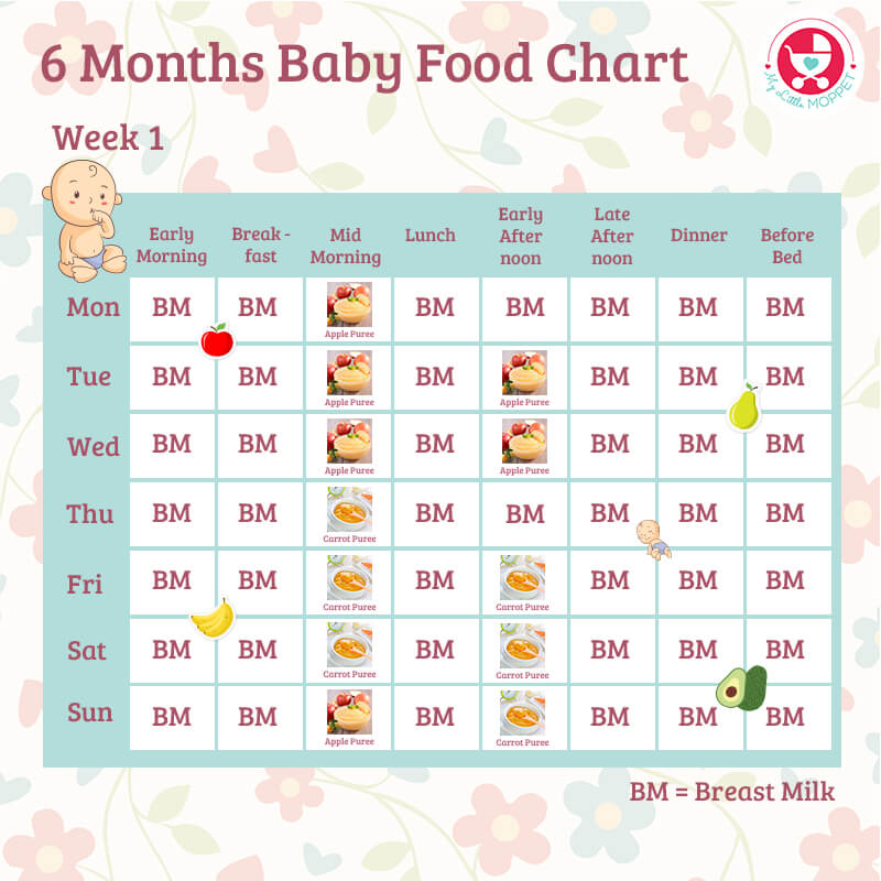 6 Months Baby Food Chart With Indian Recipes