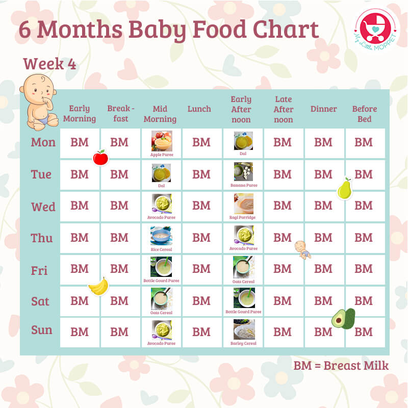6 Months Baby Food Chart with Indian Recipes